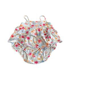 Posh Peanut Carissa Ruffled Spaghetti Strap Bubble Romper 3-6 Months VGUC
